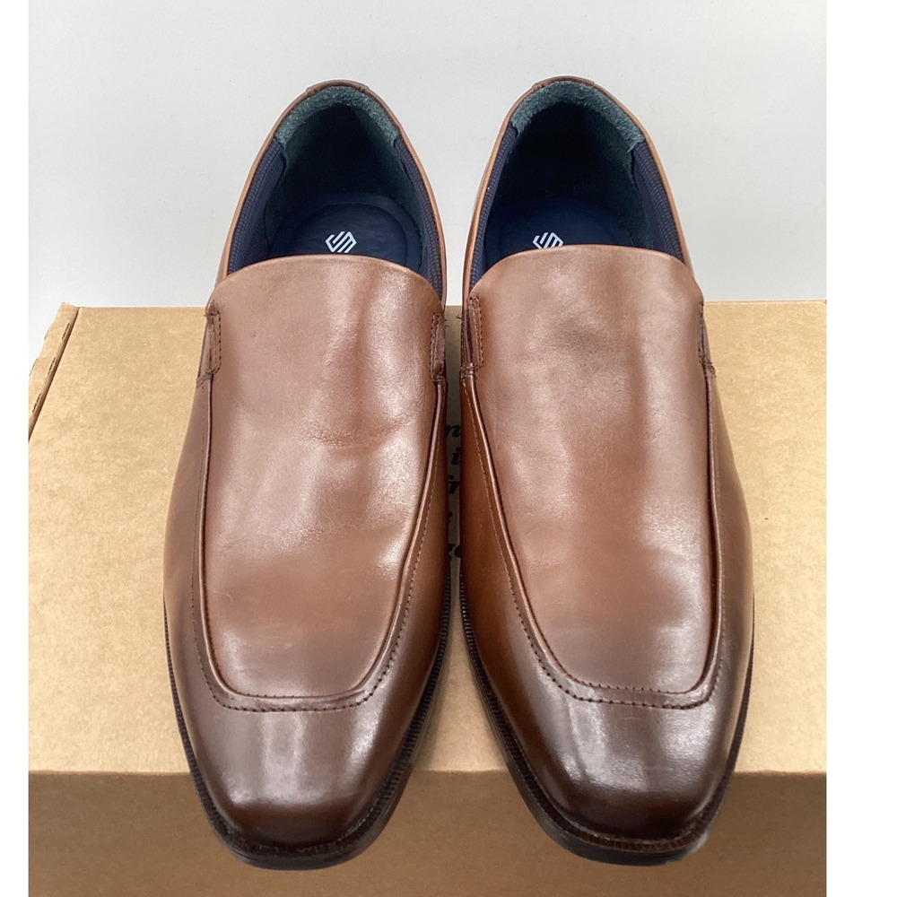 Johnston & Murphy Mens Tan Leather Apron Toe Slip On Dress Loafers 11.5 M